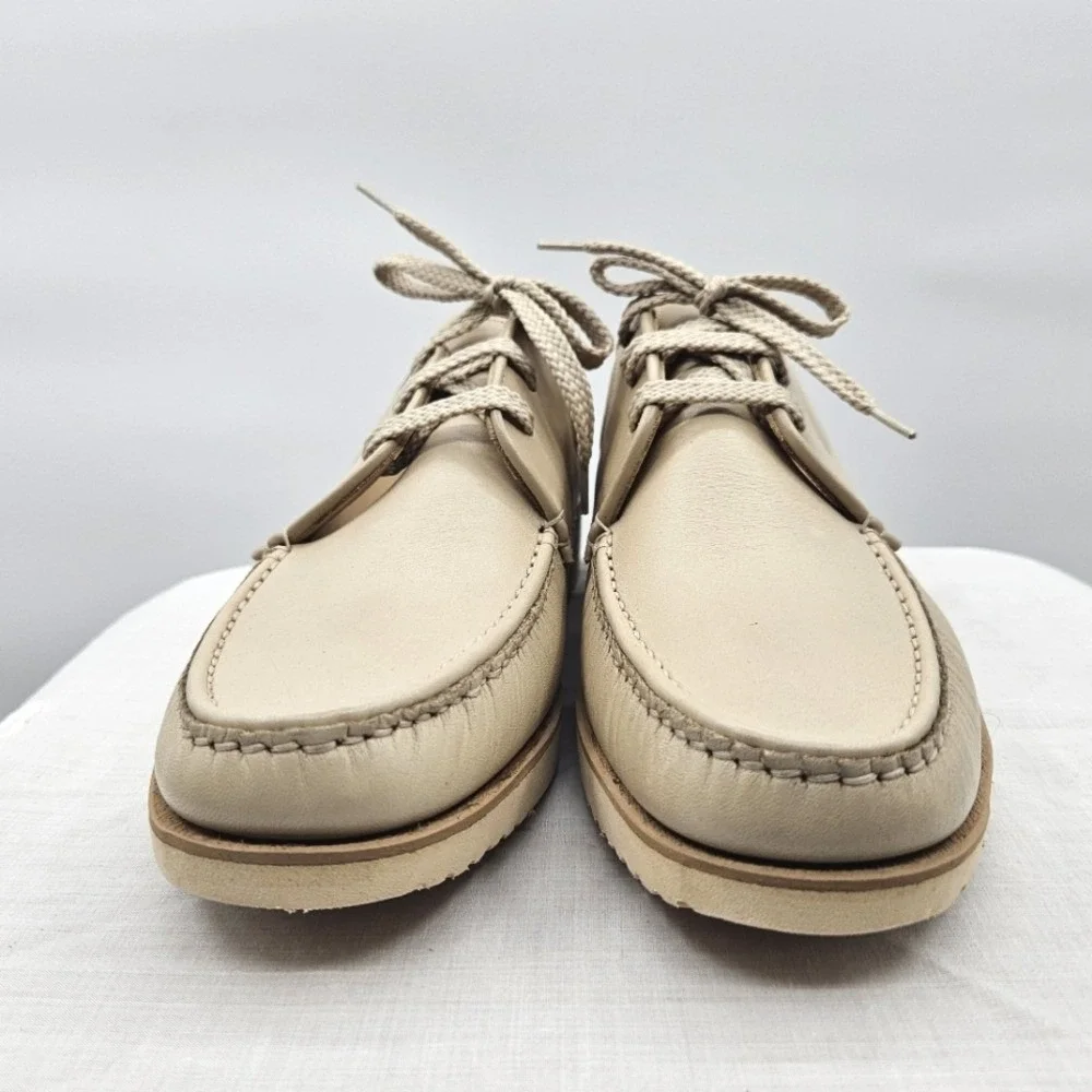 ET Wright Mens Leather Lace Up‎ Oxford Shoes Cream Beige Size 10